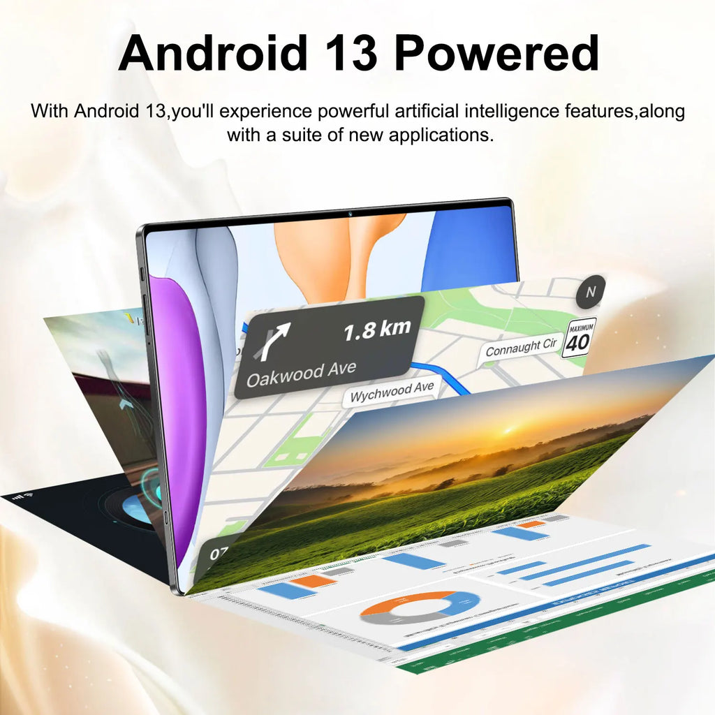 Tablette 5G Android 13 – Écran 10,36", 20000mAh, Google Play, GPS