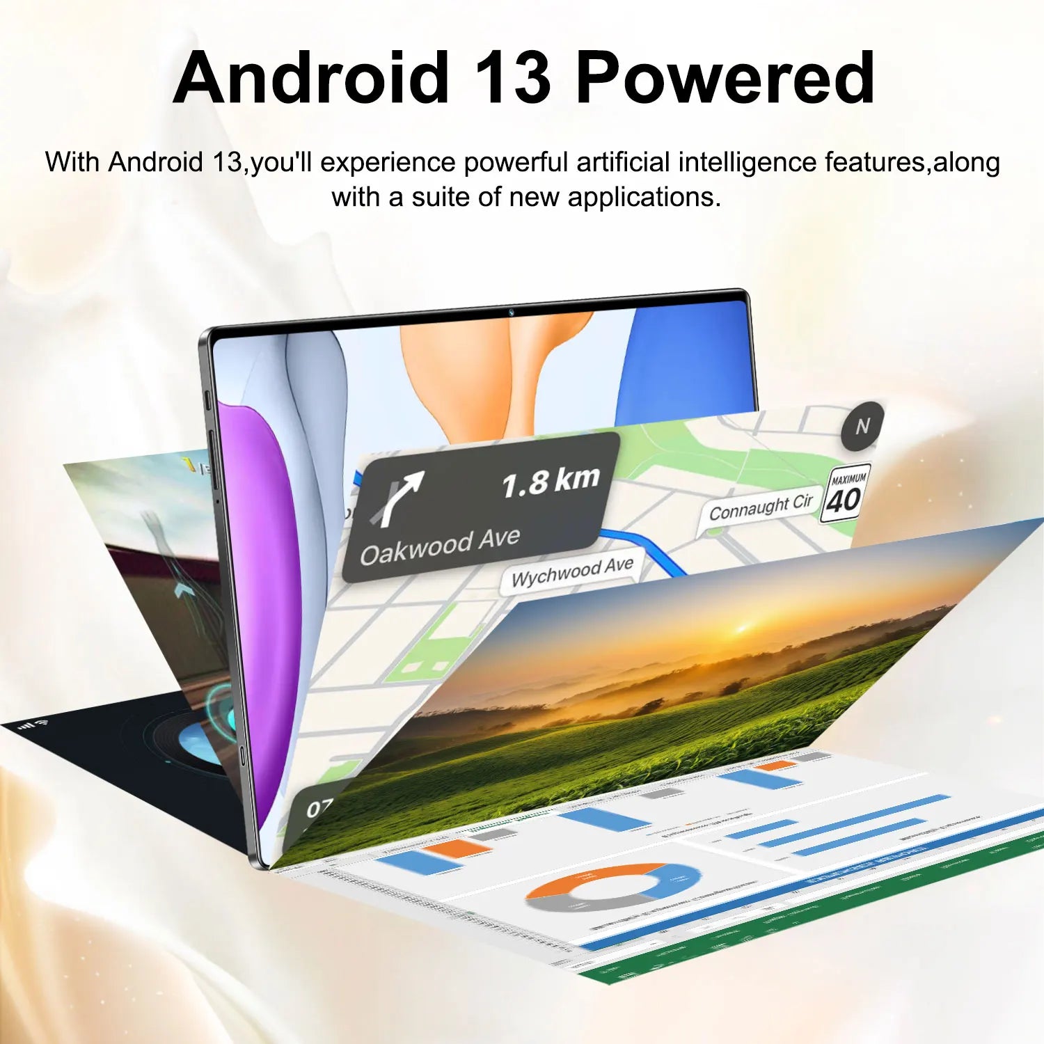 Tablette 5G Android 13 – Écran 10,36", 20000mAh, Google Play, GPS