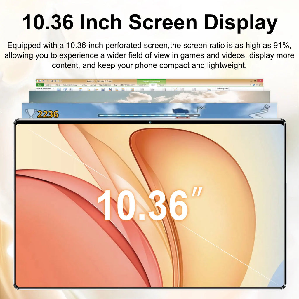 Tablette 5G Android 13 – Écran 10,36", 20000mAh, Google Play, GPS