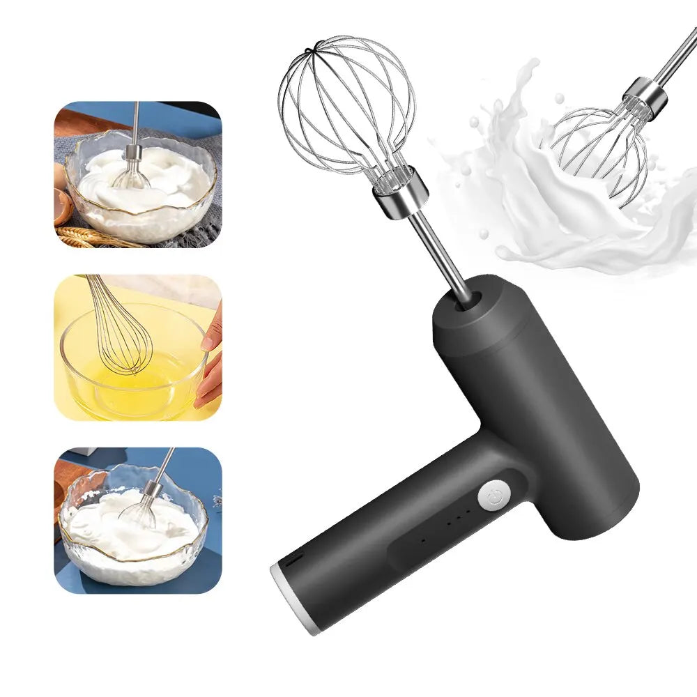 Batteur Électrique Sans Fil – 3 Vitesses, Acier Inoxydable, Rechargeable USB