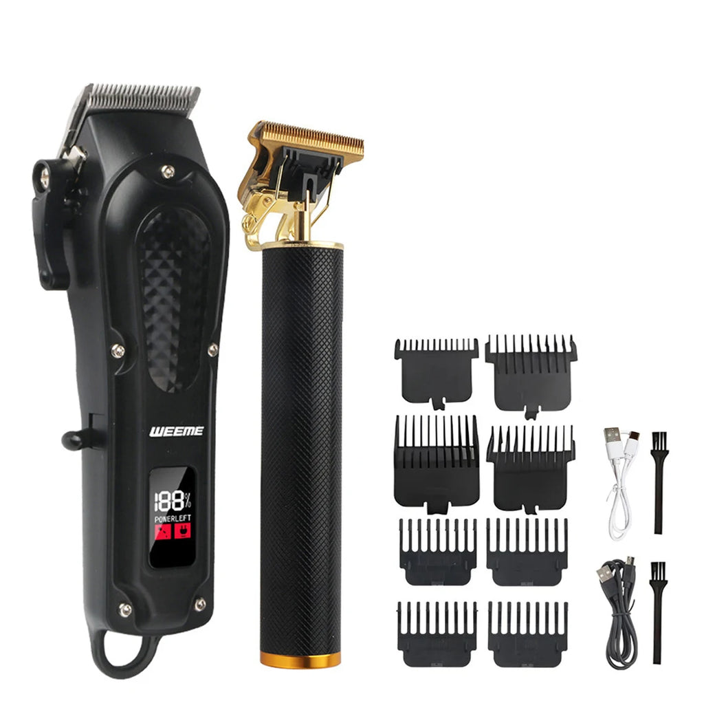Tondeuse Électrique T9 Vintage – Kit Barbe & Cheveux Rechargeable