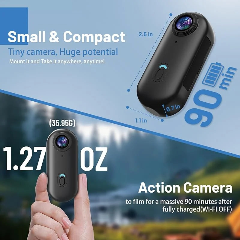 Mini Caméra d'Action 4K Magnétique – WiFi, Étanche, POV Sport & Vlog
