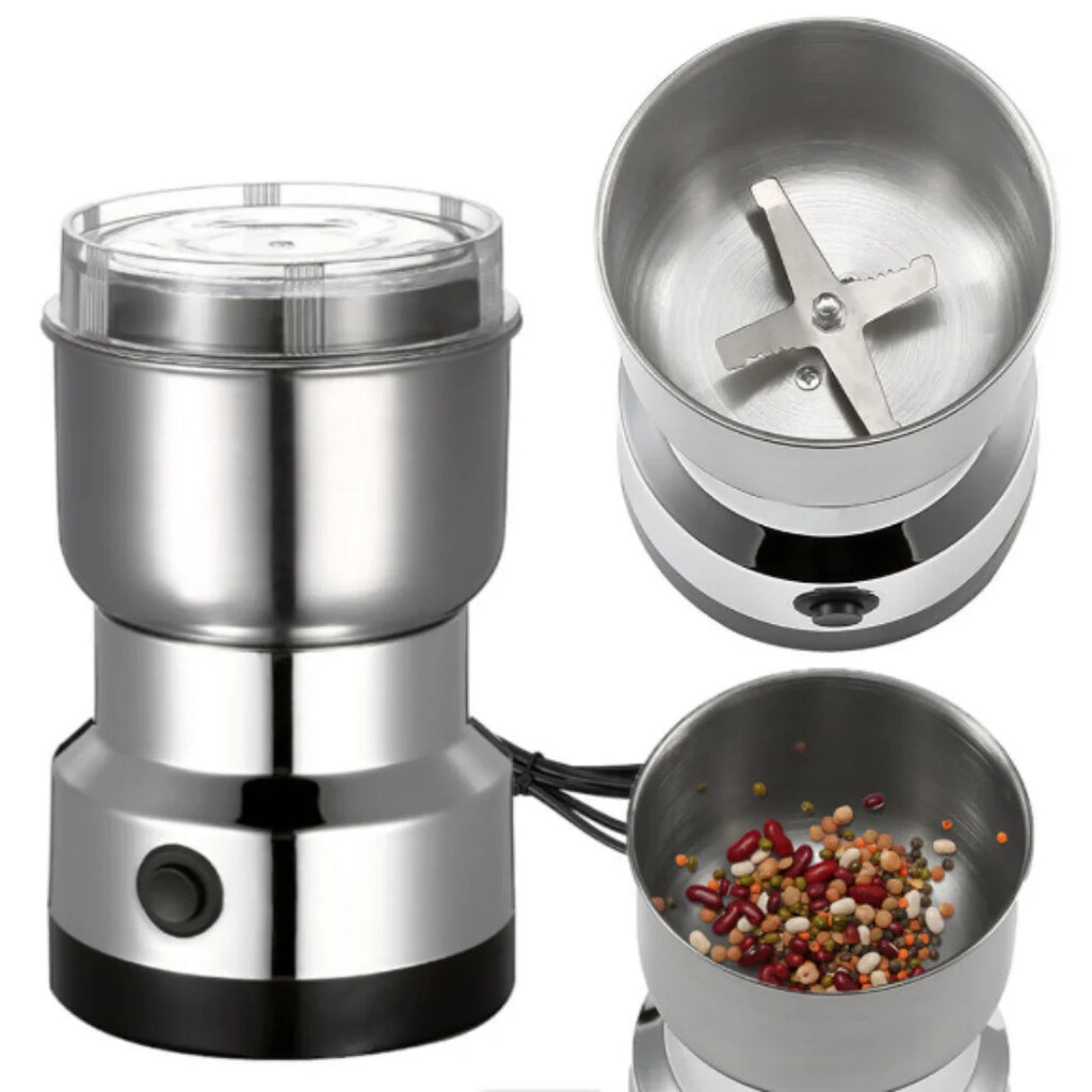 Moulin Électrique Multifonction 4 Lames – Café, Épices, Grains, Noix