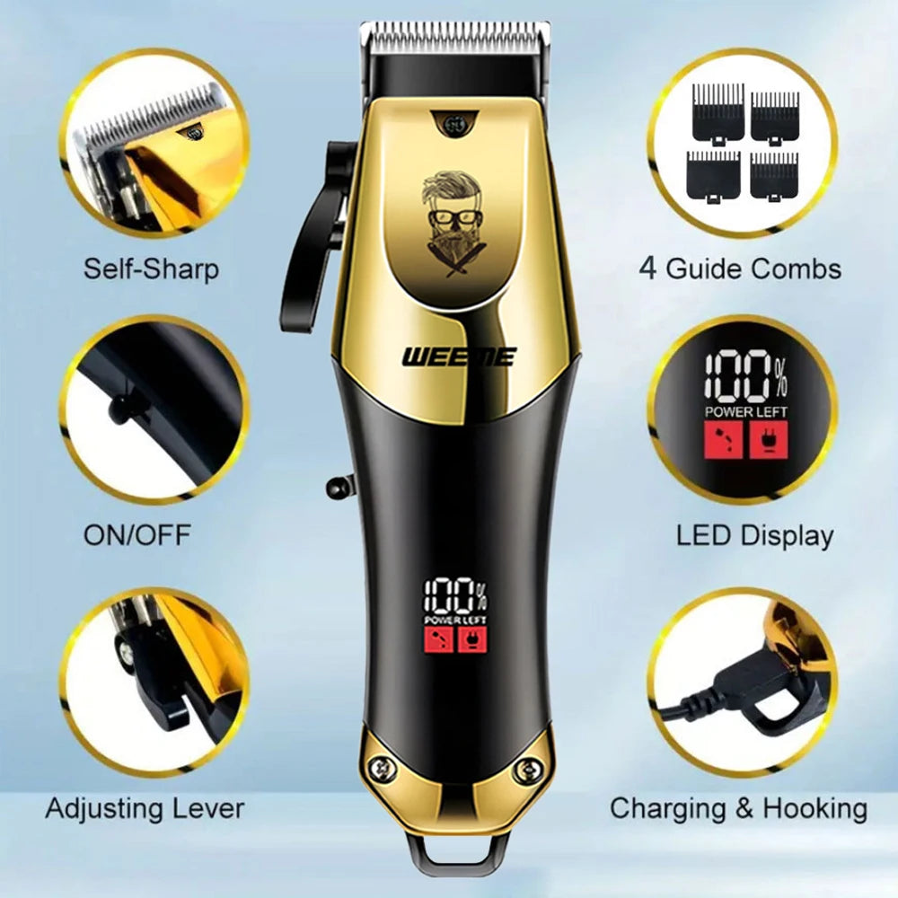 Tondeuse Électrique T9 Vintage – Kit Barbe & Cheveux Rechargeable