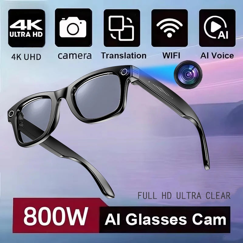 Lunettes Connectées AI 800W – Traduction, Photo, Vidéo & Appels