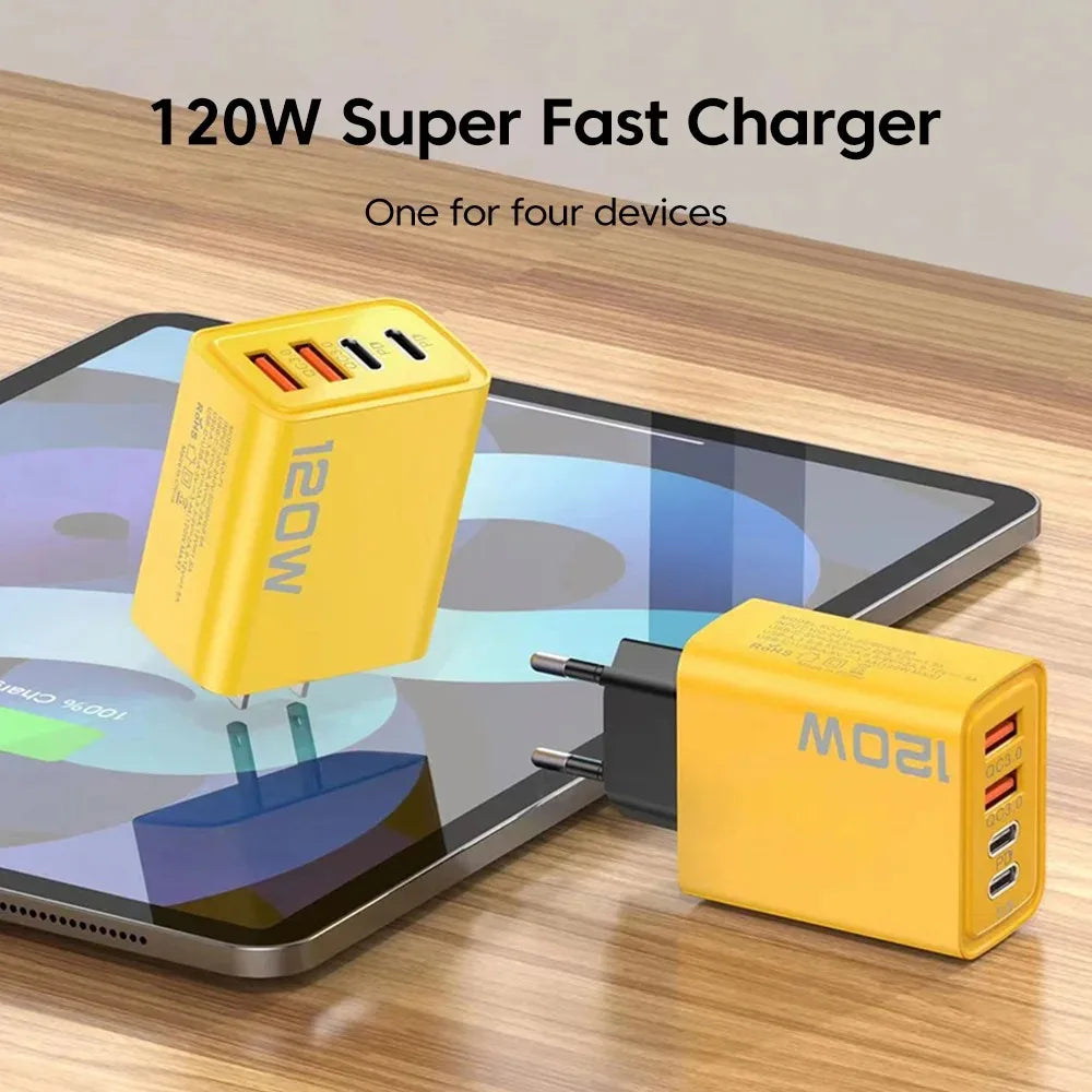 Chargeur USB-C 4 Ports – Charge Rapide 3.0 Compatible iPhone & Android