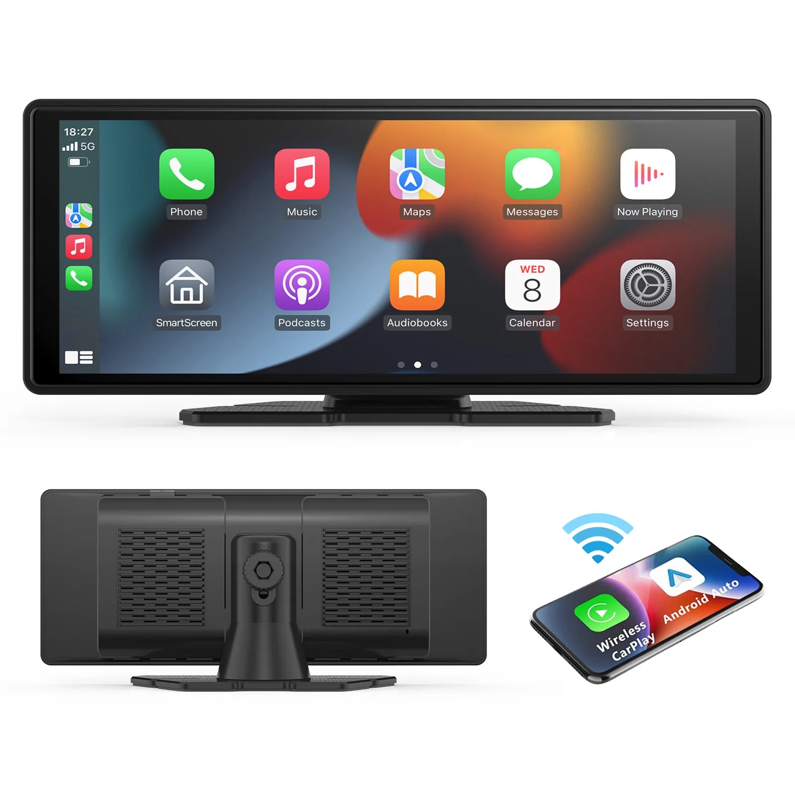 Écran CarPlay Sans Fil Universel – Android Auto, Tactile, Compatible Toutes Voitures