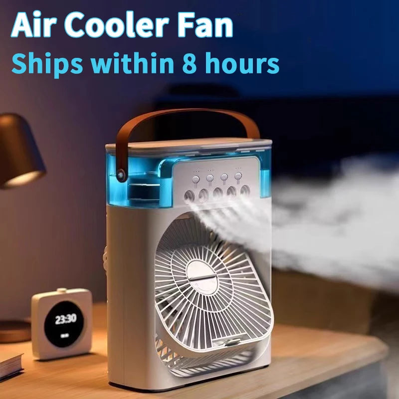 Ventilateur 3-en-1 – Climatiseur Mini, Humidificateur & Veilleuse LED 7 Couleurs
