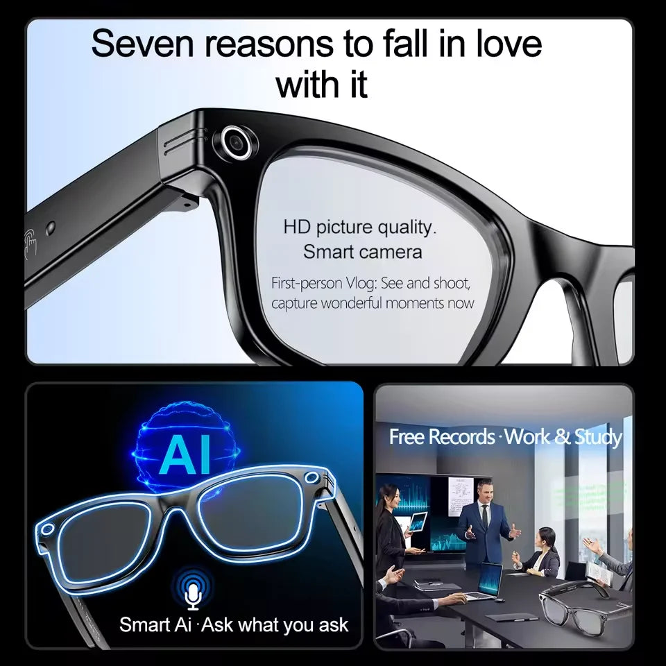 Lunettes Connectées AI 800W – Traduction, Photo, Vidéo & Appels