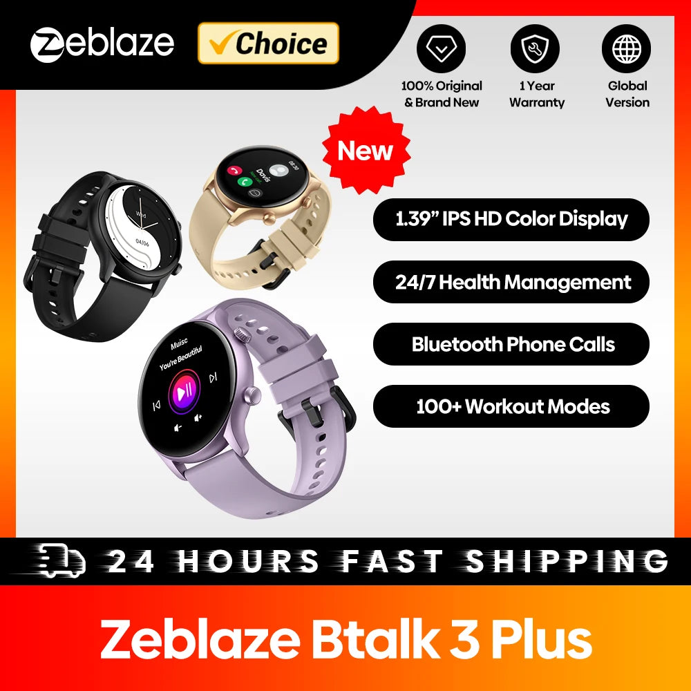 Montre Connectée Zeblaze Btalk 3 Plus – Appels, Suivi Santé, Écran HD 1,39"
