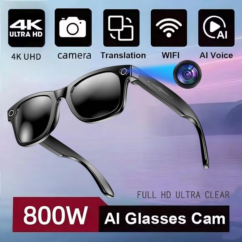 Lunettes Connectées AI 800W – Traduction, Photo, Vidéo & Appels