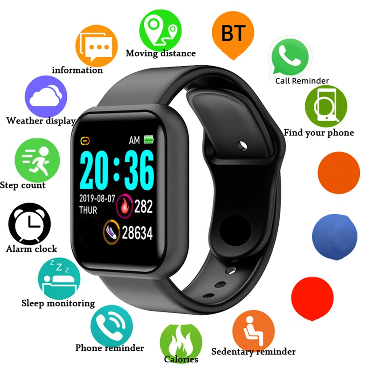 Smartwatch Connectée Y68 / 116Plus – Fitness, Fréquence Cardiaque & Notifications