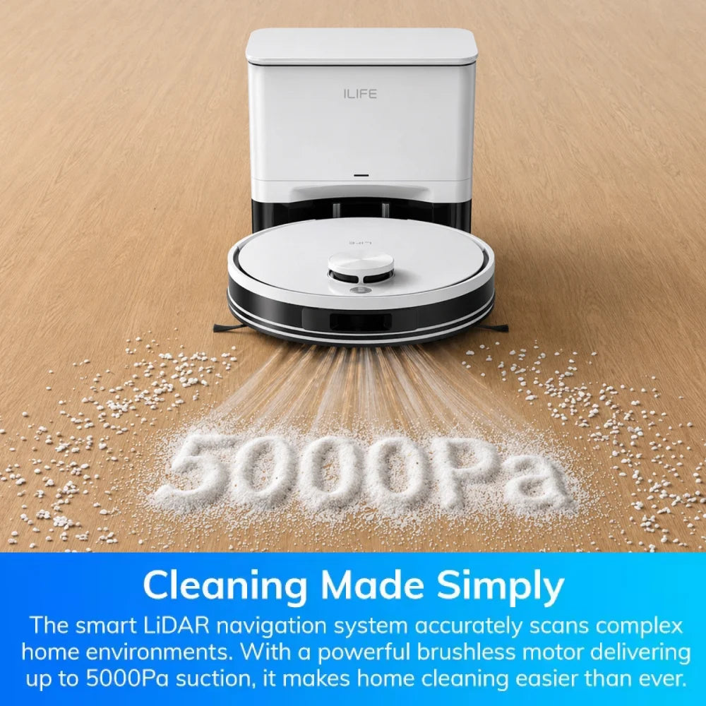 Robot Aspirateur ILIFE A30 Pro – Vidage Automatique, Aspiration 5000Pa, Lavage 2-en-1