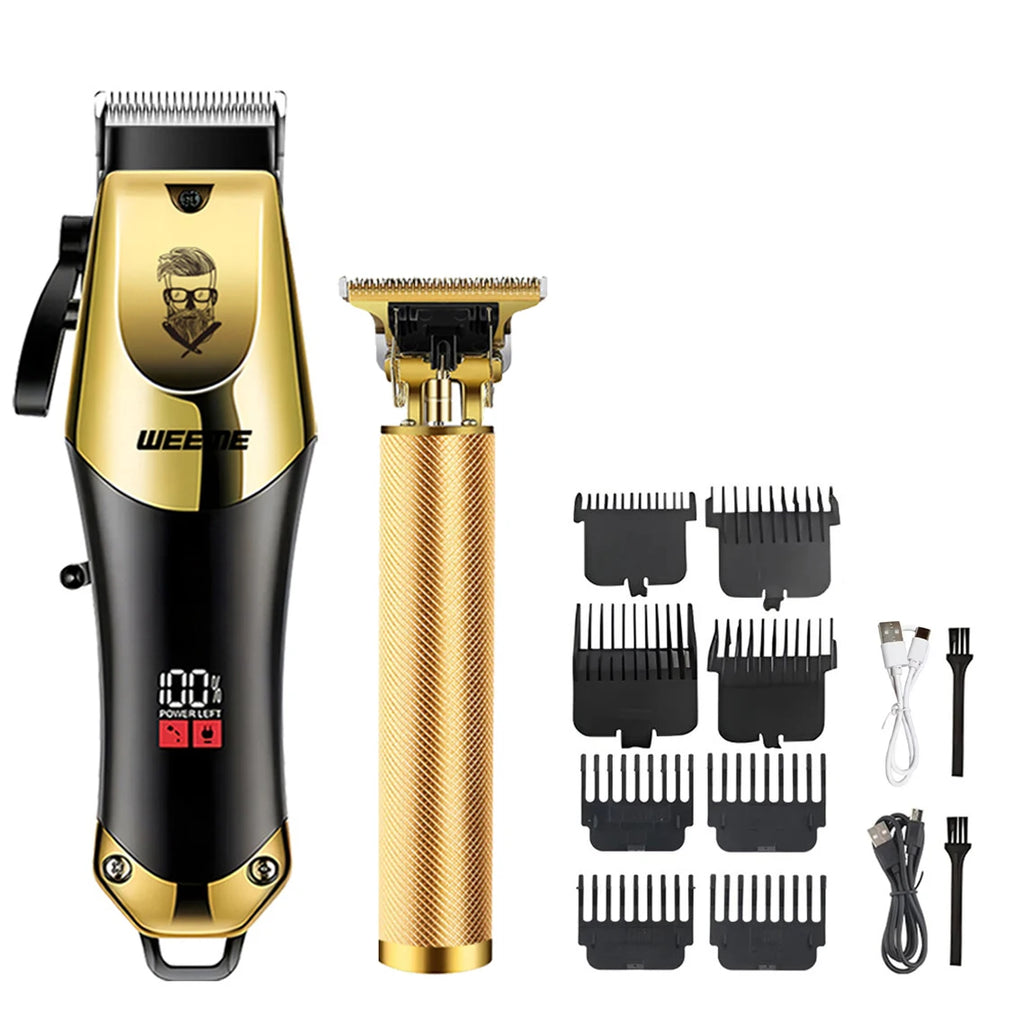 Tondeuse Électrique T9 Vintage – Kit Barbe & Cheveux Rechargeable