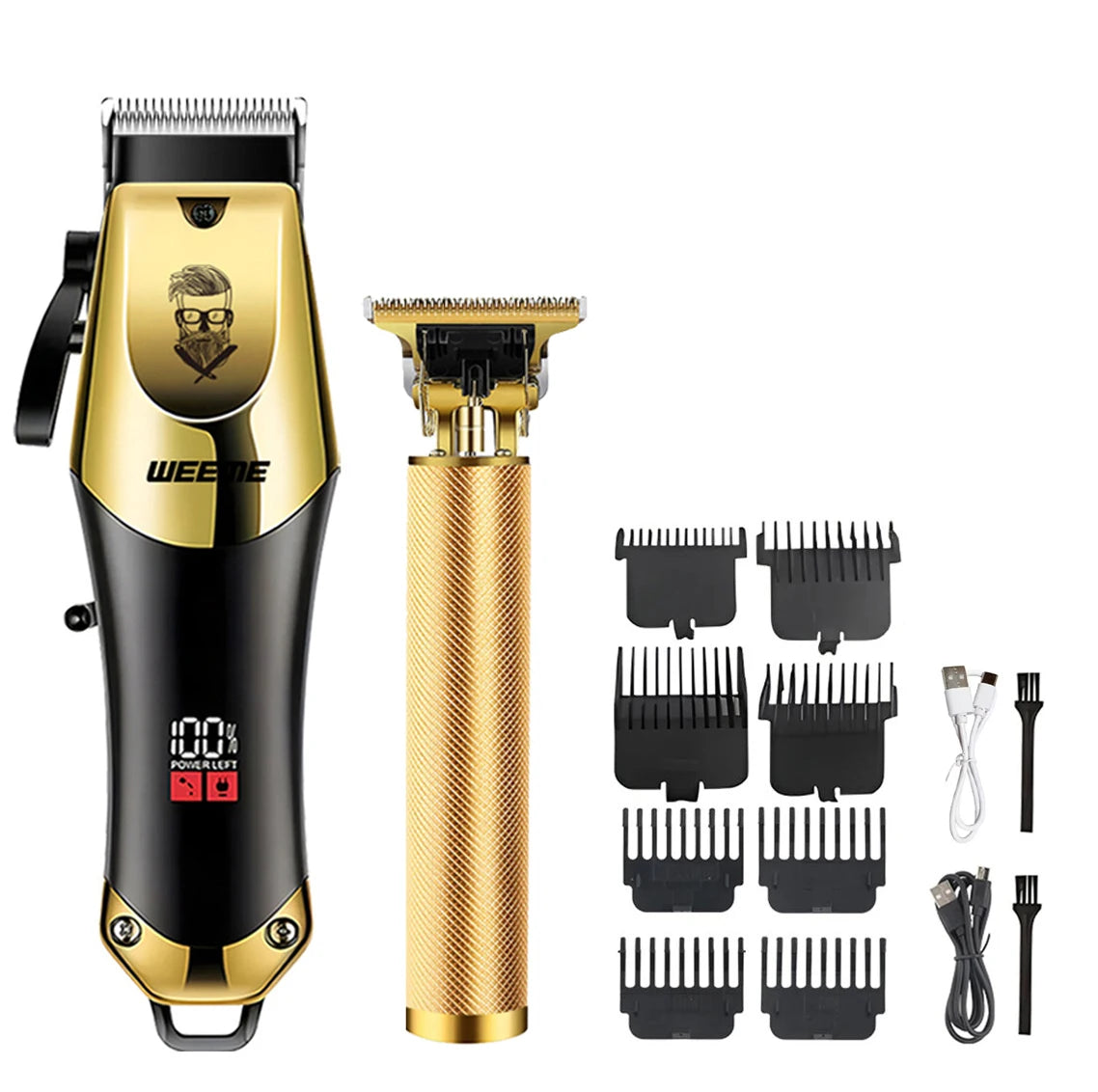 Tondeuse Électrique T9 Vintage – Kit Barbe & Cheveux Rechargeable