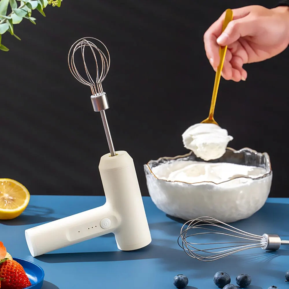 Batteur Électrique Sans Fil – 3 Vitesses, Acier Inoxydable, Rechargeable USB