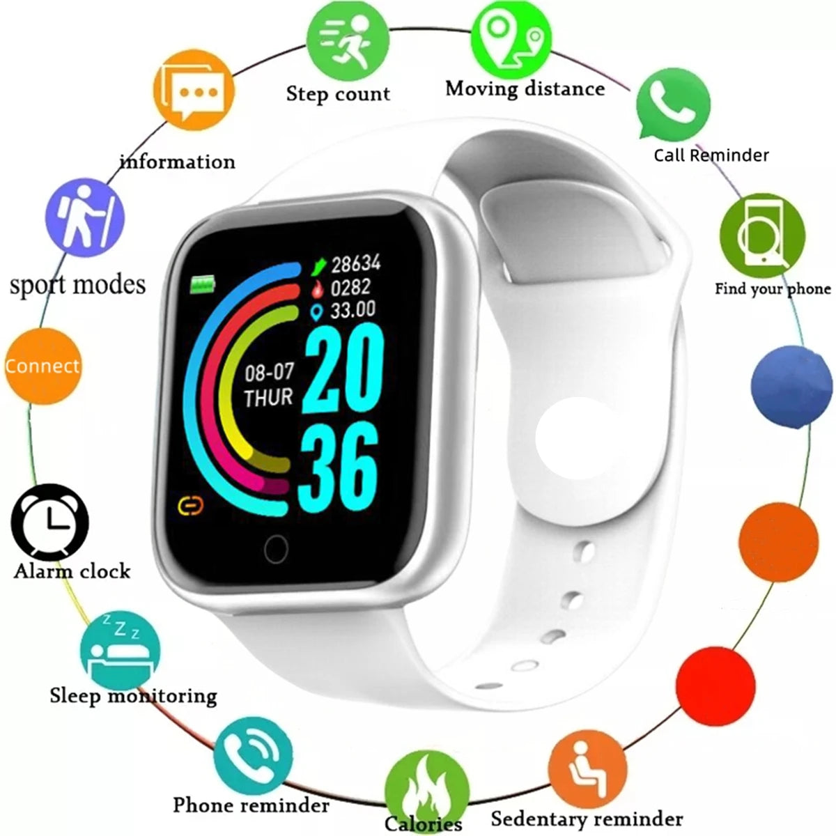 Smartwatch Connectée Y68 / 116Plus – Fitness, Fréquence Cardiaque & Notifications