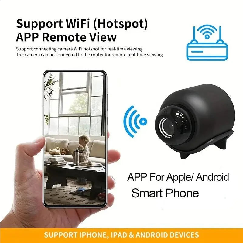 Mini Caméra de Surveillance WiFi 1080P HD – Intérieur & Extérieur