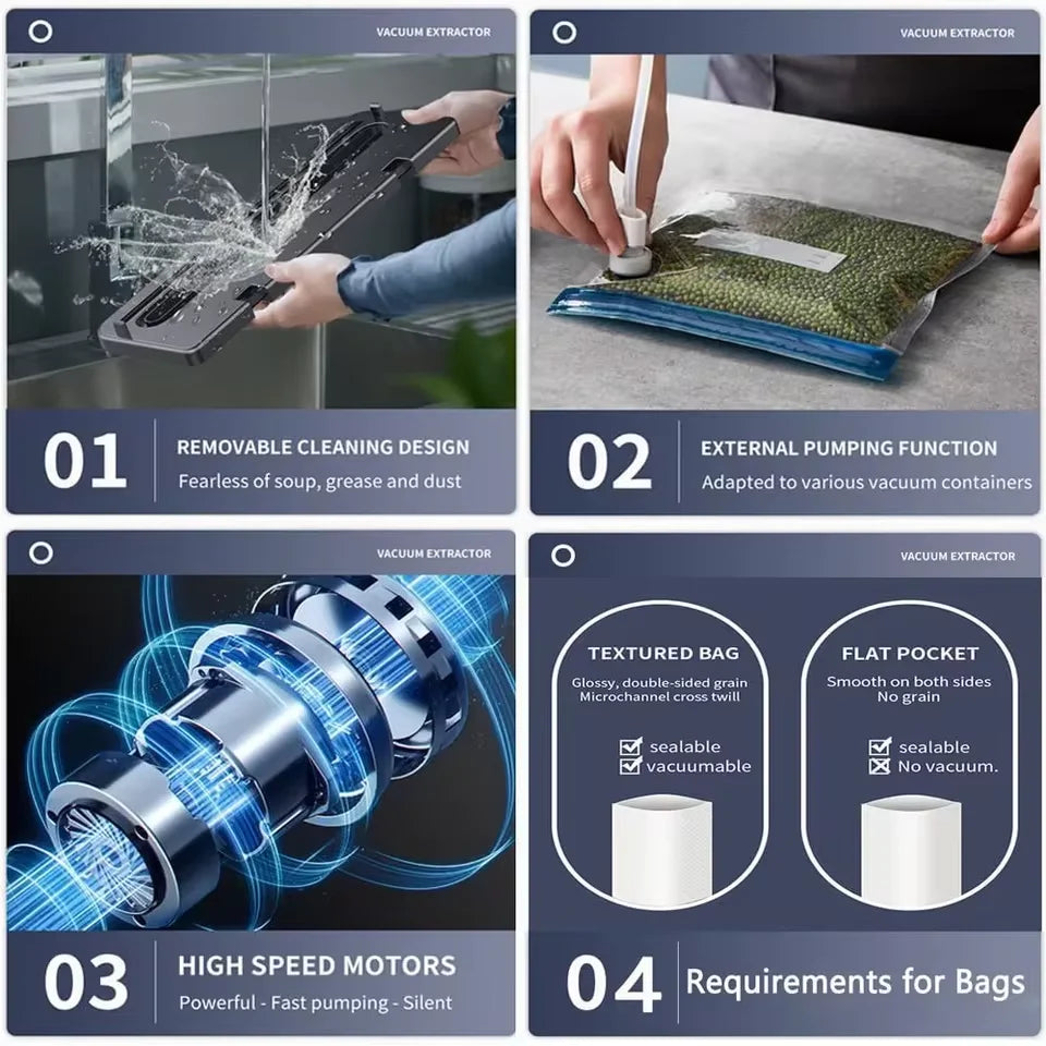 Scelleuse Sous Vide Électrique – Coupeur Intégré, Sec/Humide, Écran Tactile