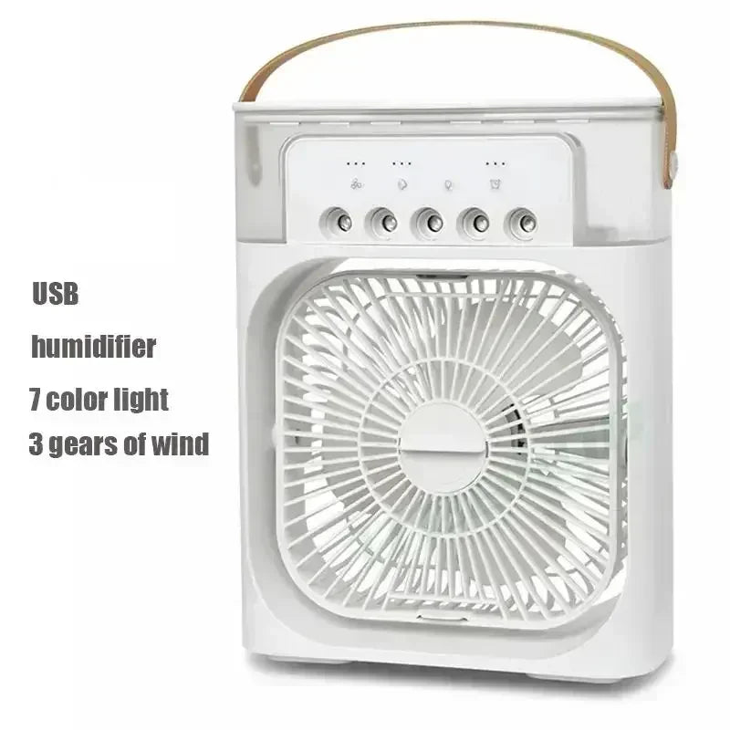 Ventilateur 3-en-1 – Climatiseur Mini, Humidificateur & Veilleuse LED 7 Couleurs