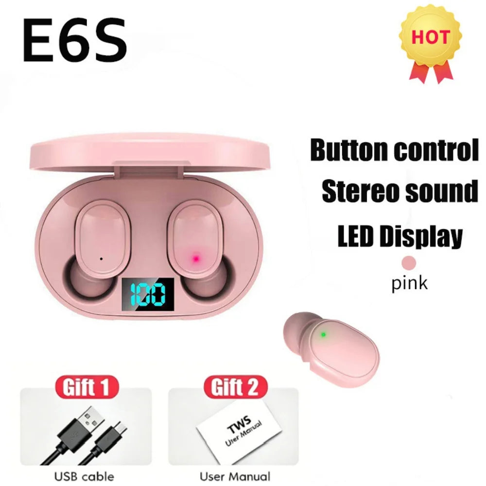 Écouteurs Bluetooth TWS E6S – Affichage LED, Réduction de Bruit, Micro Intégré
