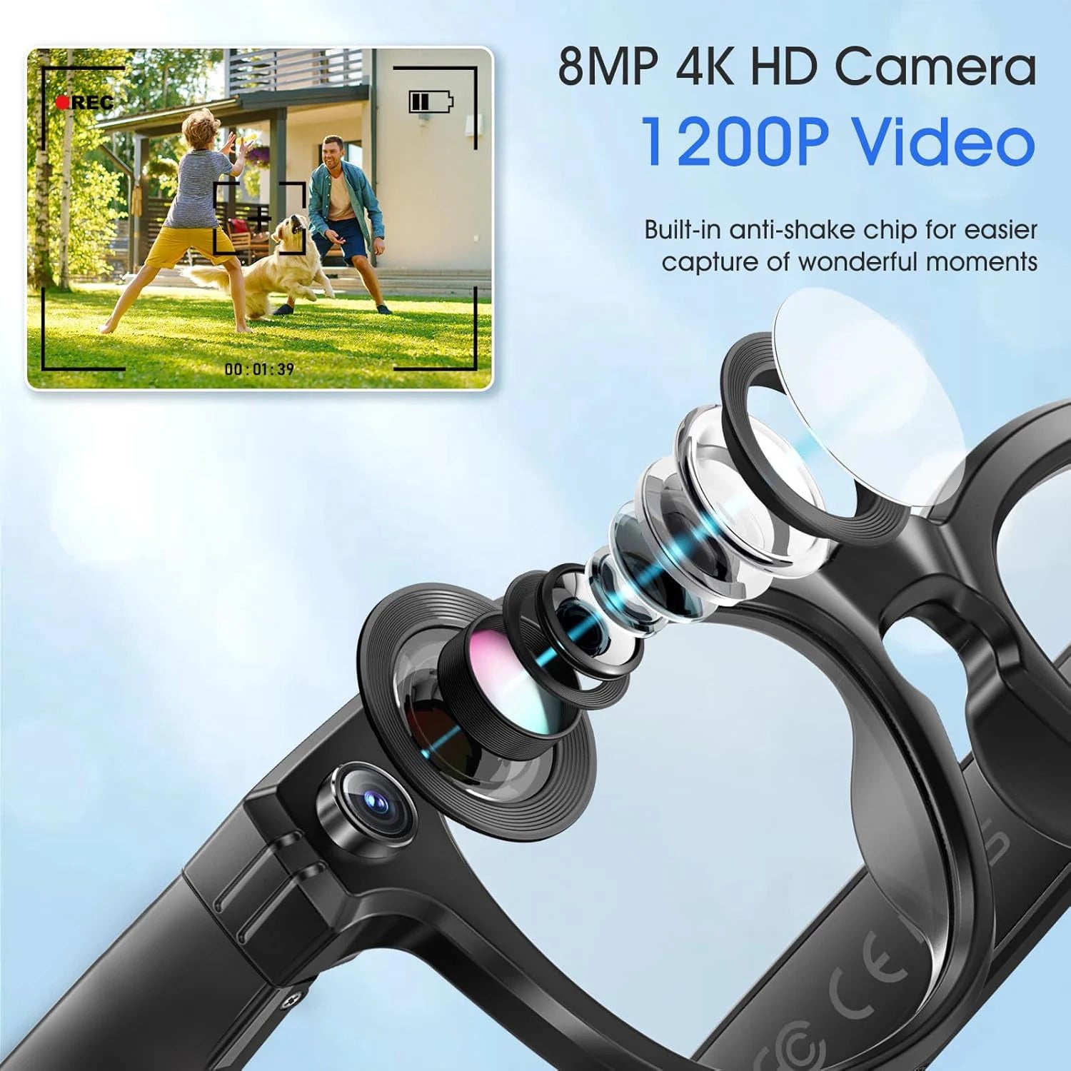Lunettes Connectées AI 800W – Traduction, Photo, Vidéo & Appels
