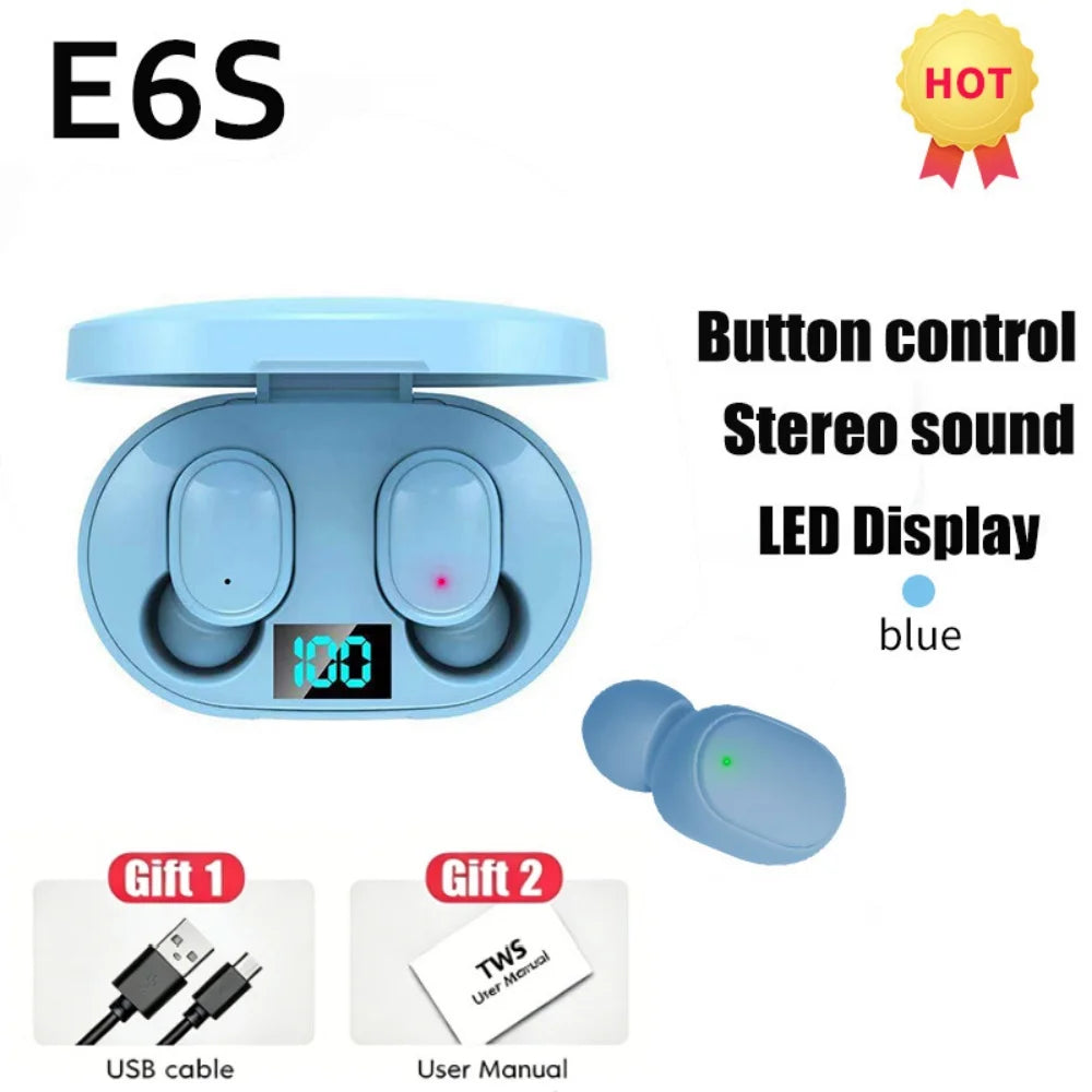 Écouteurs Bluetooth TWS E6S – Affichage LED, Réduction de Bruit, Micro Intégré