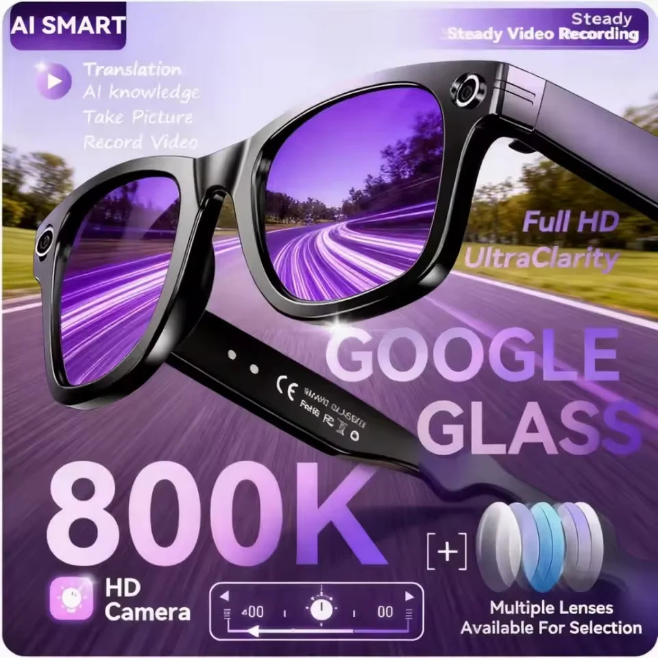 Lunettes Connectées AI 800W – Traduction, Photo, Vidéo & Appels