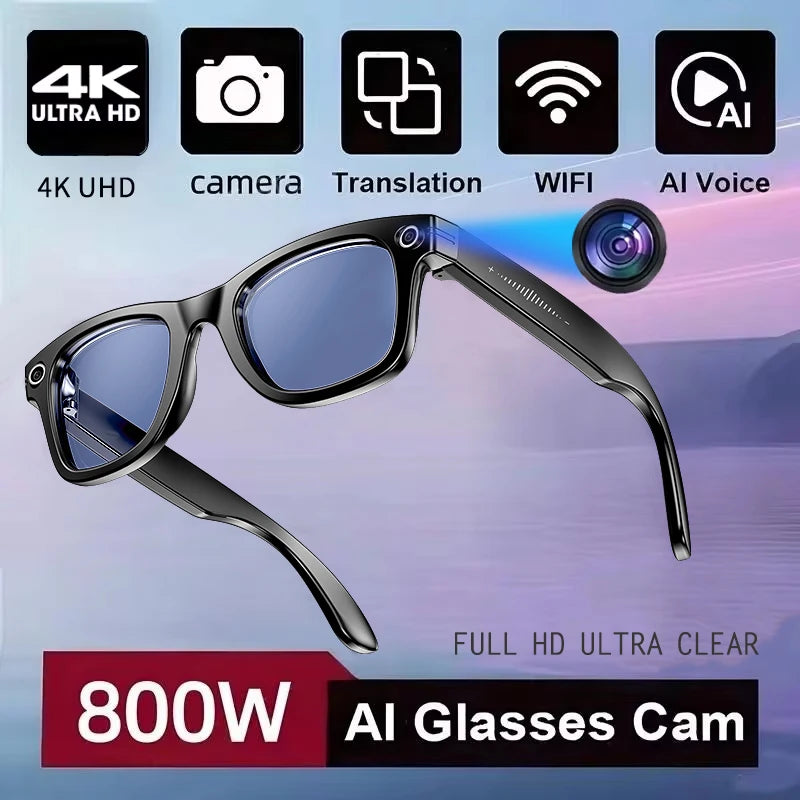 Lunettes Connectées AI 800W – Traduction, Photo, Vidéo & Appels