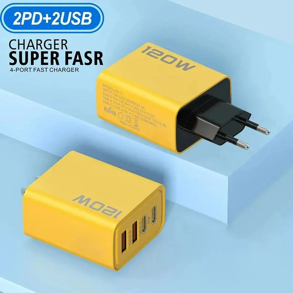 Chargeur USB-C 4 Ports – Charge Rapide 3.0 Compatible iPhone & Android