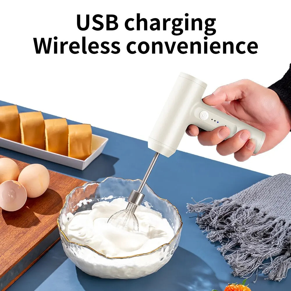 Batteur Électrique Sans Fil – 3 Vitesses, Acier Inoxydable, Rechargeable USB