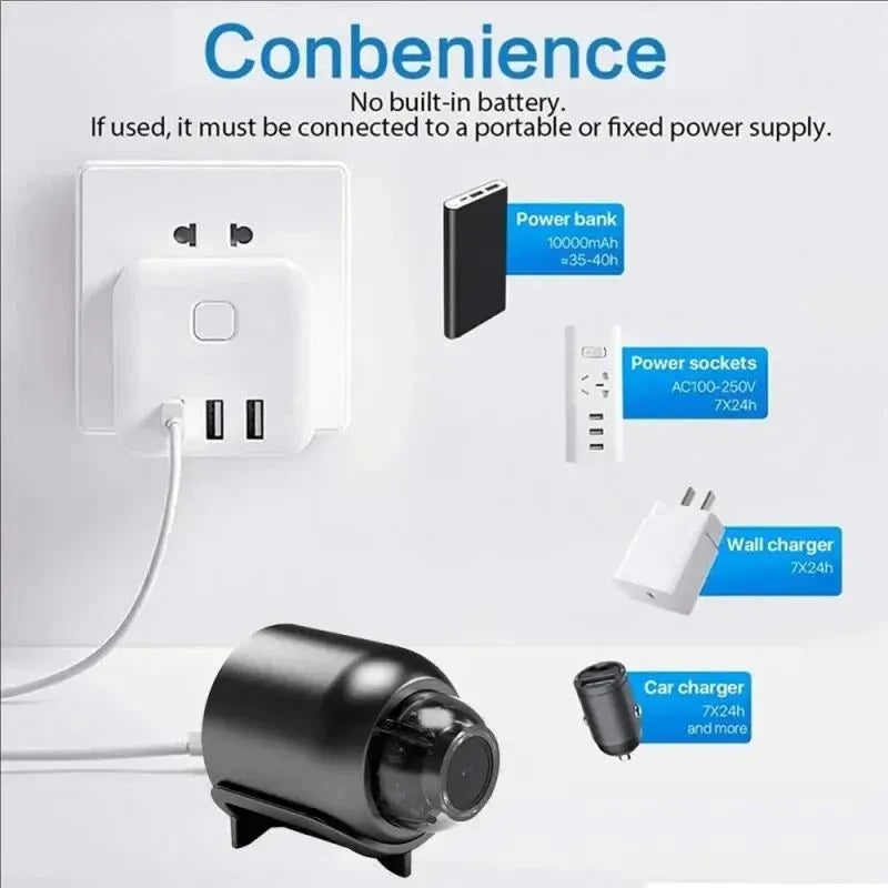 Mini Caméra de Surveillance WiFi 1080P HD – Intérieur & Extérieur