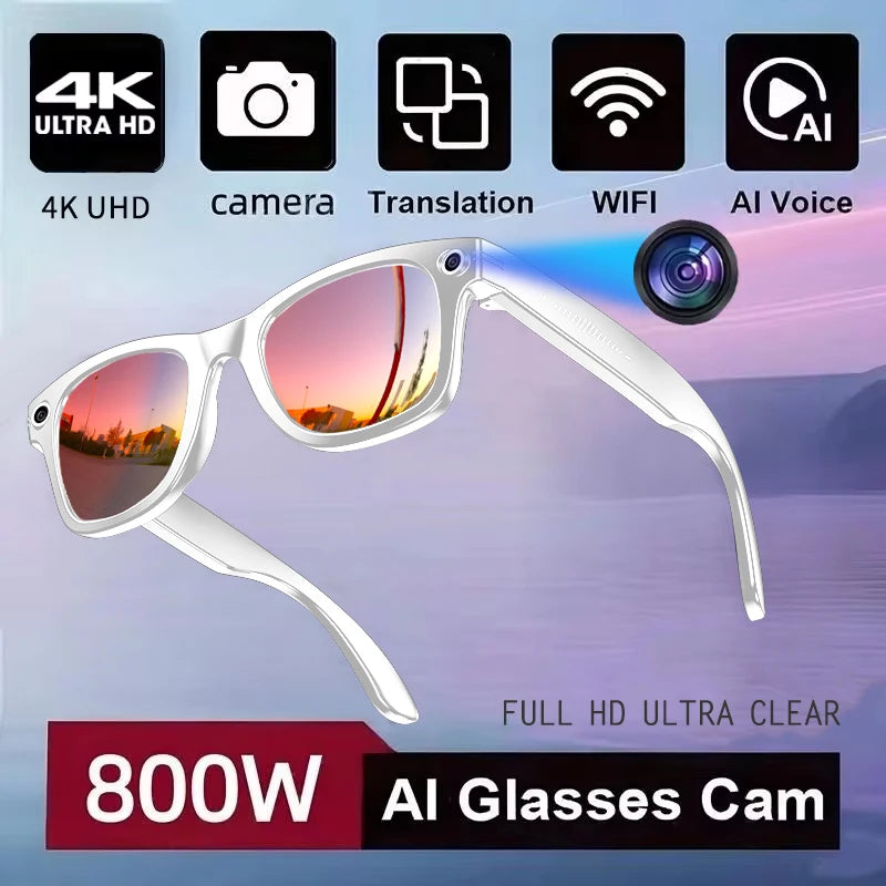 Lunettes Connectées AI 800W – Traduction, Photo, Vidéo & Appels