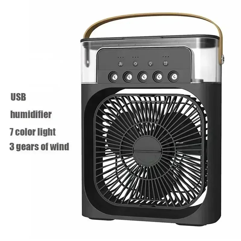 Ventilateur 3-en-1 – Climatiseur Mini, Humidificateur & Veilleuse LED 7 Couleurs