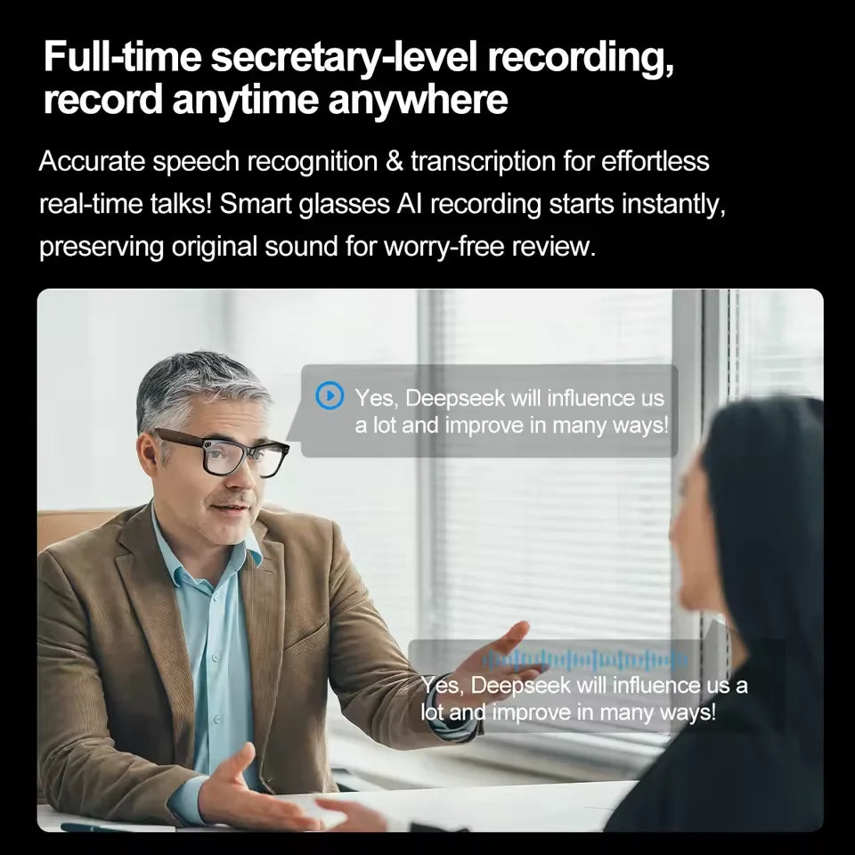 Lunettes Connectées AI 800W – Traduction, Photo, Vidéo & Appels