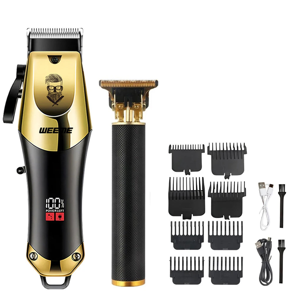 Tondeuse Électrique T9 Vintage – Kit Barbe & Cheveux Rechargeable