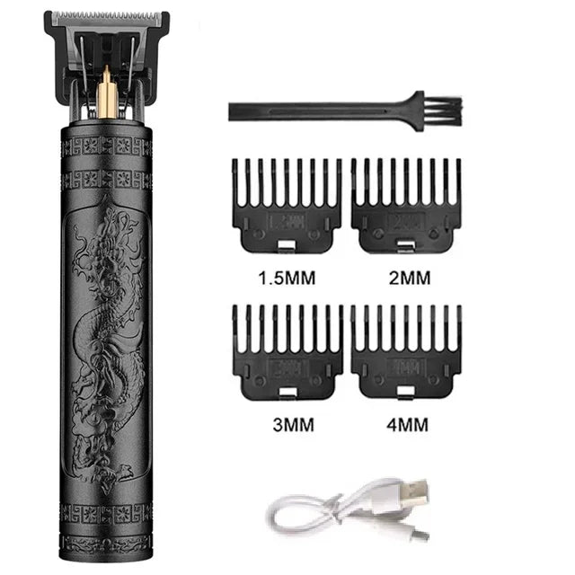 Tondeuse Électrique T9 Vintage – Kit Barbe & Cheveux Rechargeable