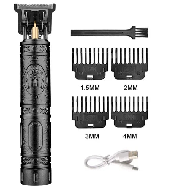 Tondeuse Électrique T9 Vintage – Kit Barbe & Cheveux Rechargeable